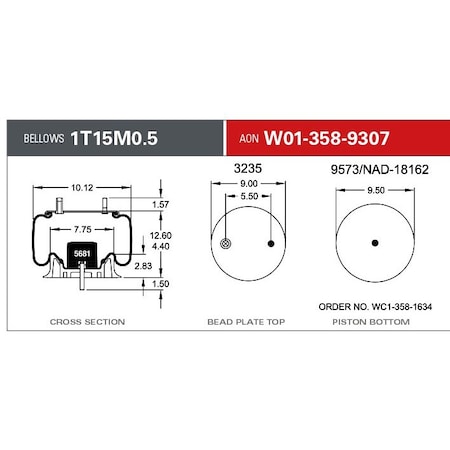 Firestone Air Spring, Suspension, 1T-Reversible Sleeve W013589307